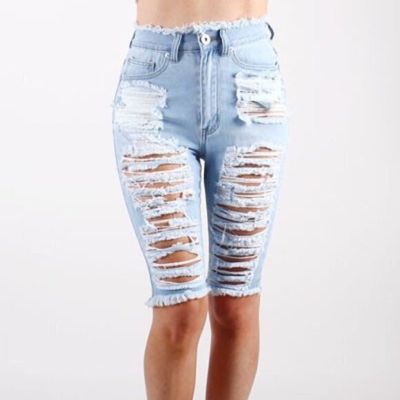 Redfox RIPPED HYBRID BERMUDA SHORTS - Picture 1 of 4